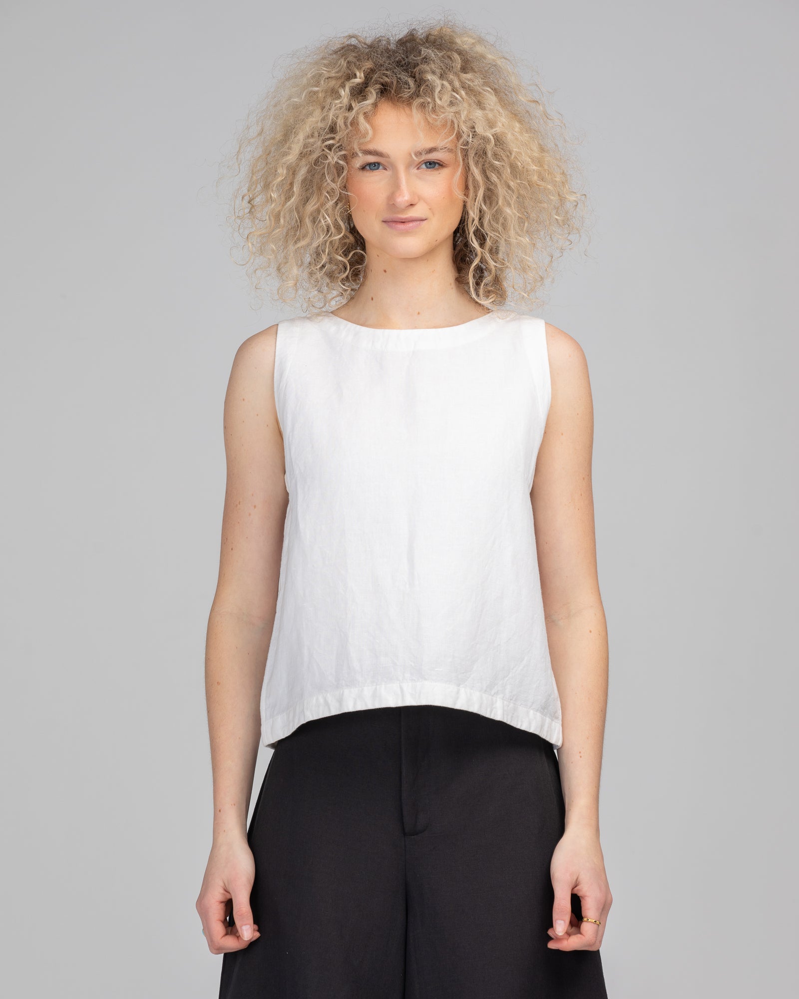 Rose Linen Top - White