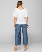 Ria Pant With Pockets - Blue Chambray