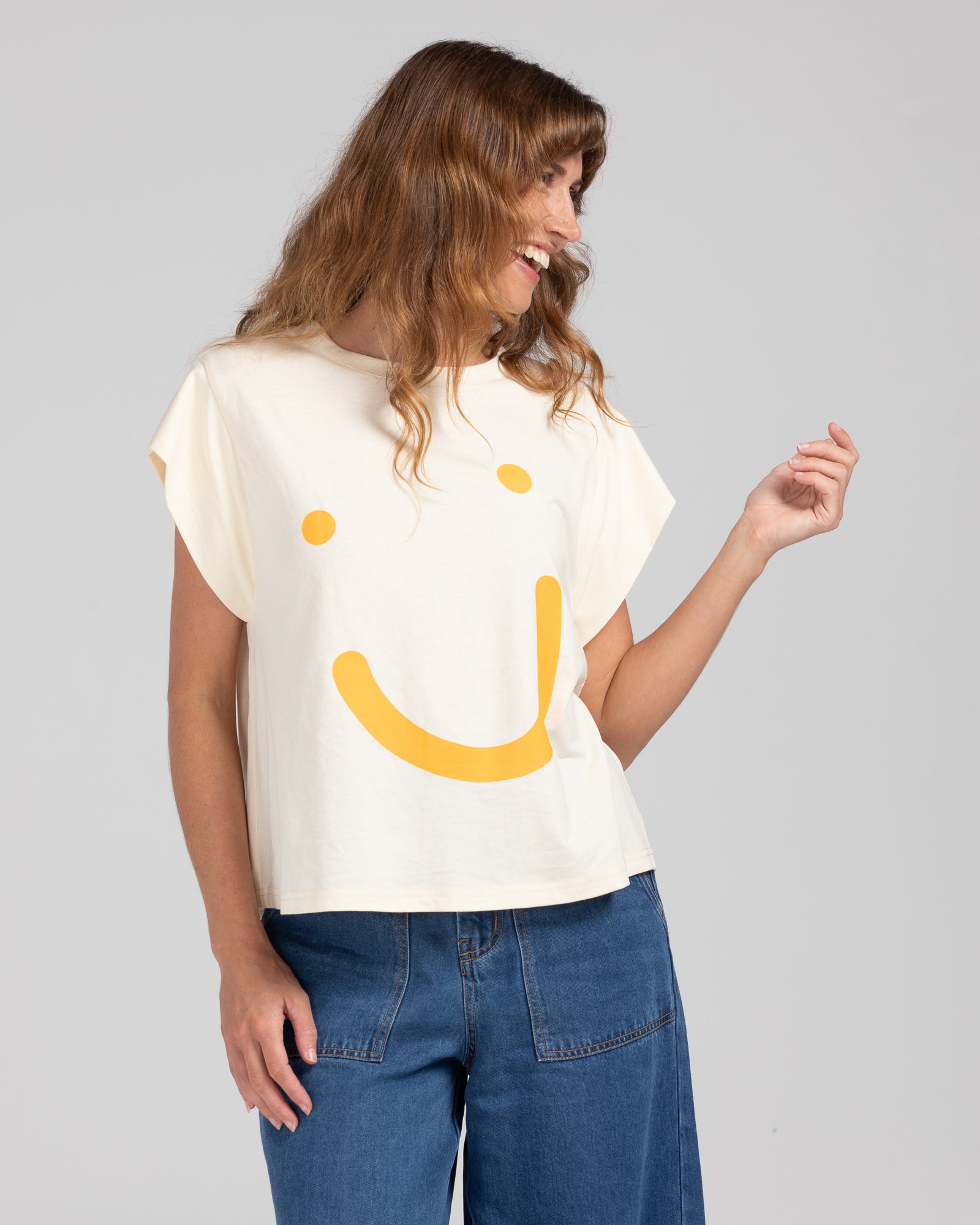 Smile Tee - Orange & Wheat