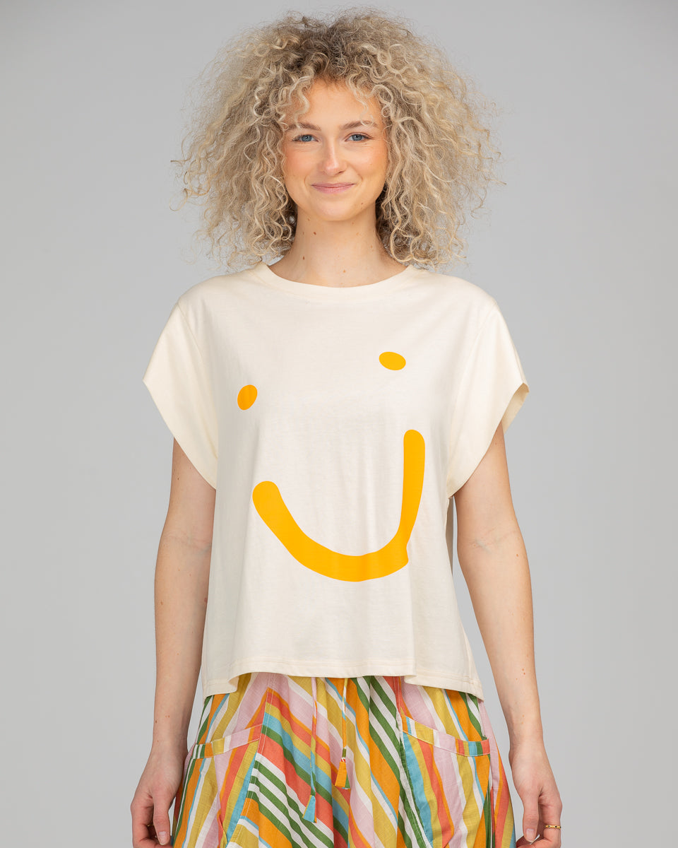 Smile Tee - Orange & Wheat