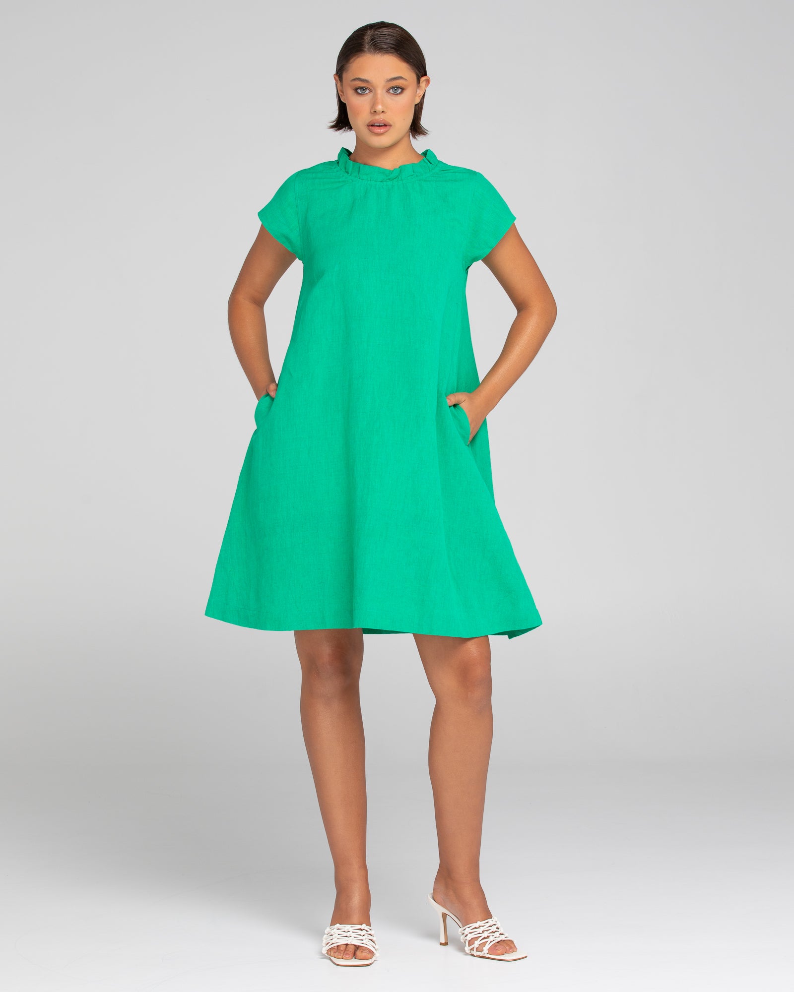 Sand Dress - Green Linen