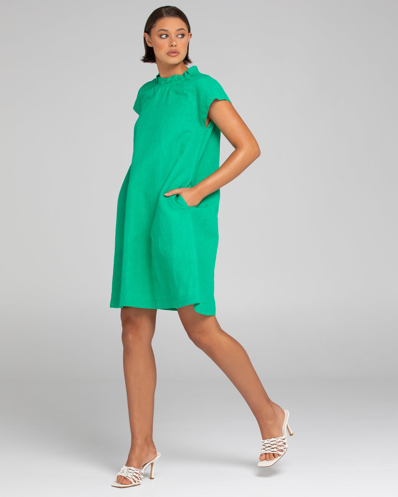 Sand Dress - Green Linen