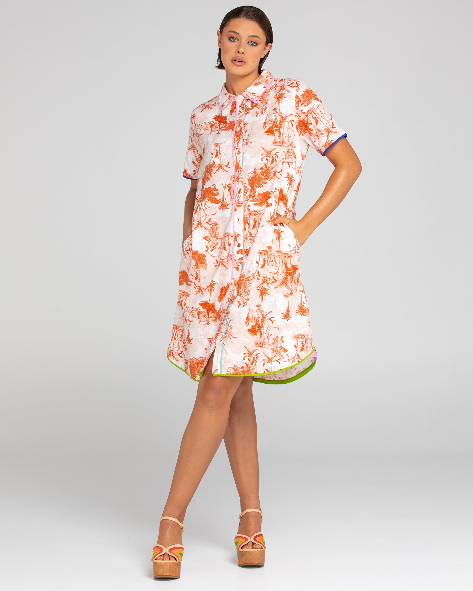 Cuba Shirt Dress - Western Palm