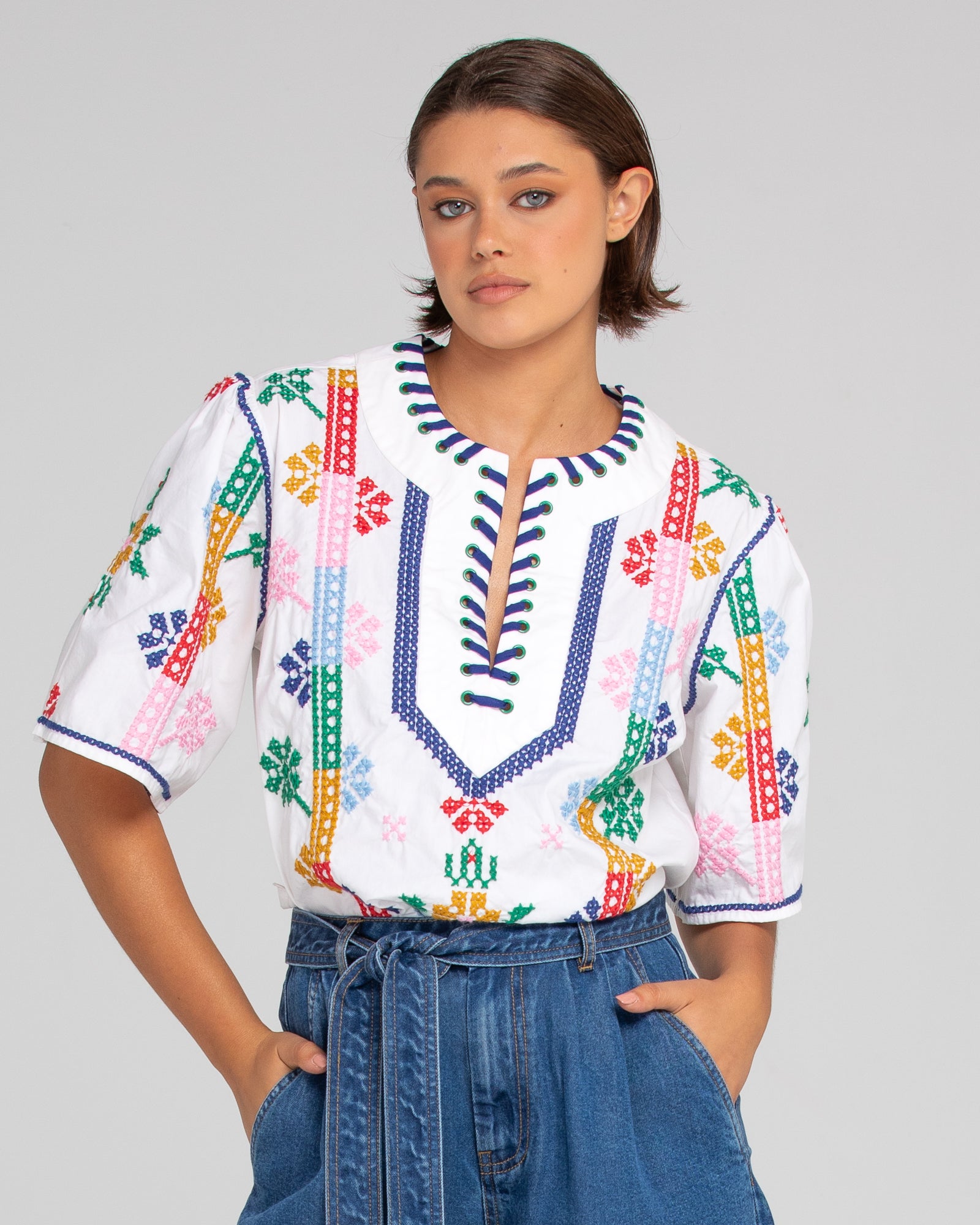 Luna Top - White/Multi