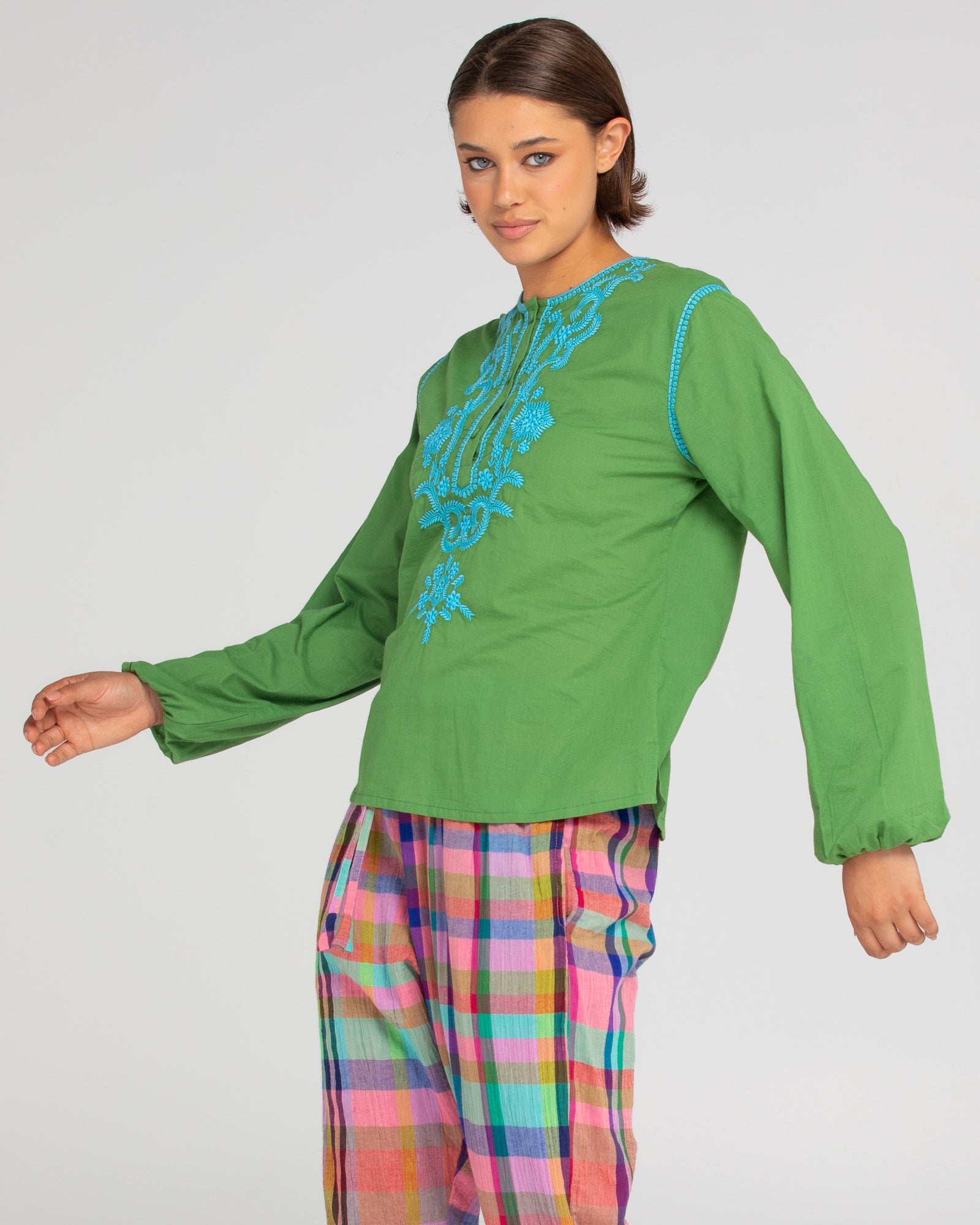 Jadu Shirt - Embroidered Green