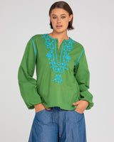 Jadu Shirt - Embroidered Green