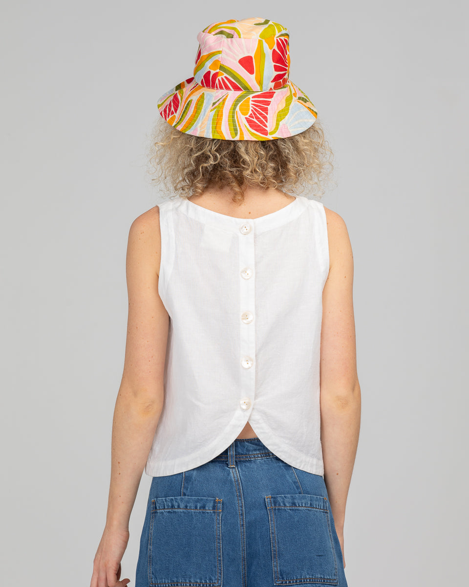 Reversible Wide Brim Bucket Hat - Colada/Ailana Stripe