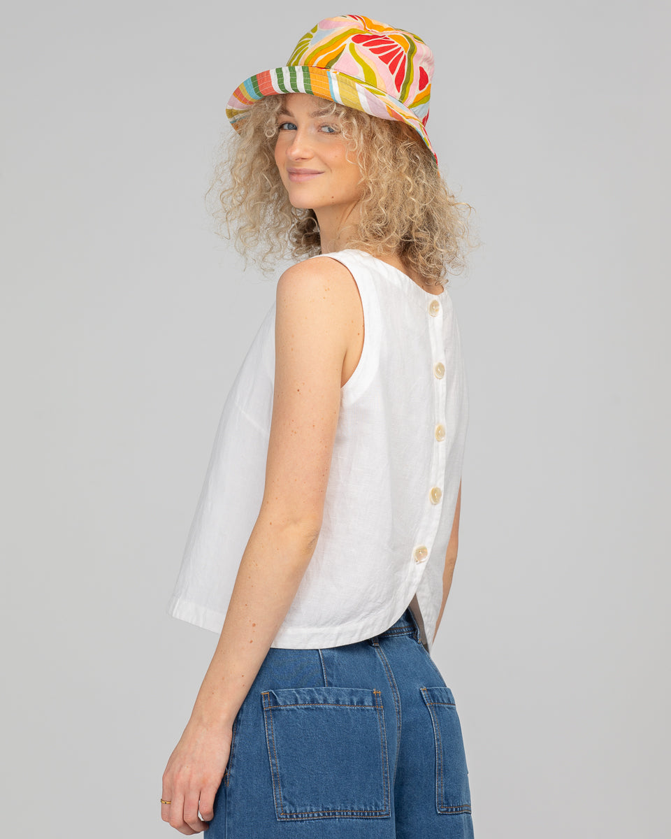 Reversible Wide Brim Bucket Hat - Colada/Ailana Stripe