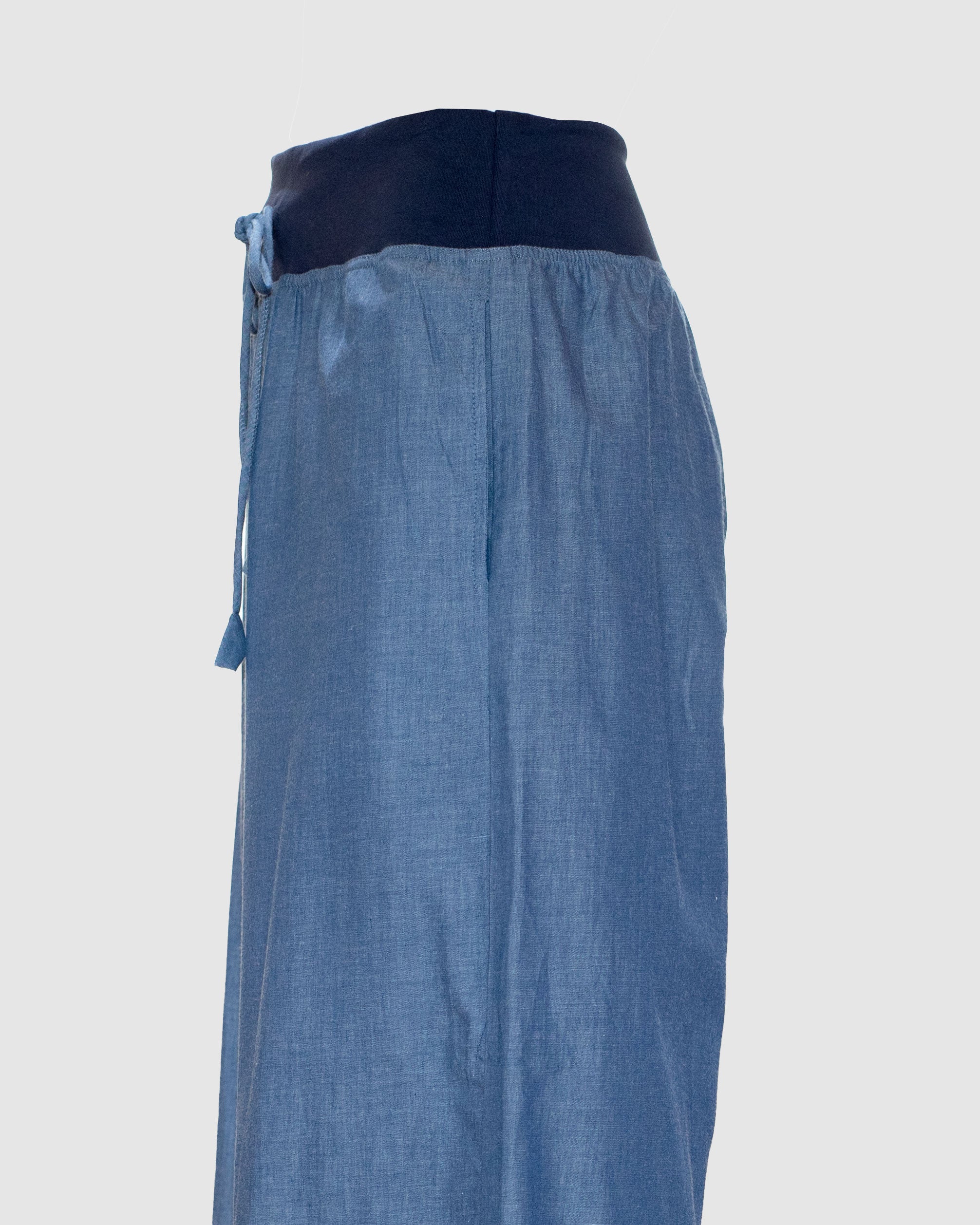 Ria Pant With Pockets - Blue Chambray